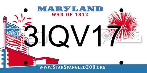 3IQV17 Maryland License Plate