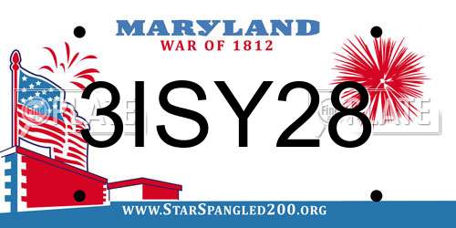 3ISY28 Maryland License Plate