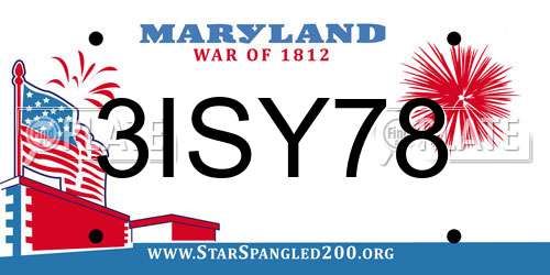 3ISY78 Maryland License Plate