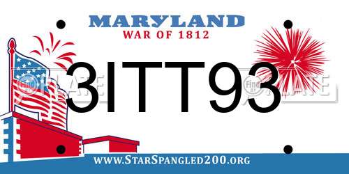 3ITT93 Maryland License Plate