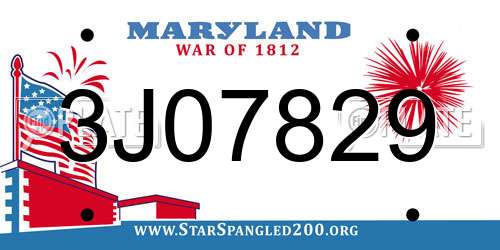 3J07829 Maryland License Plate