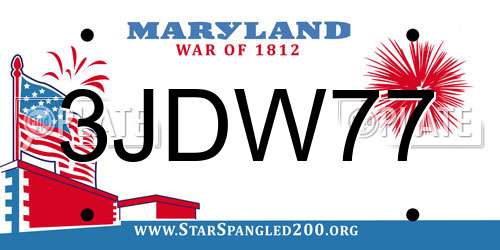 3JDW77 Maryland License Plate