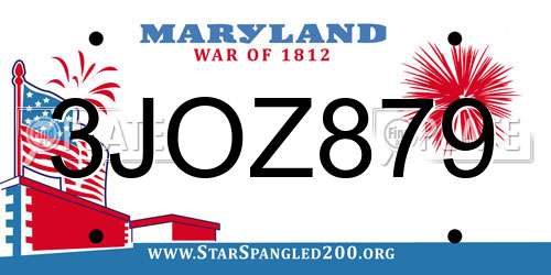 3JOZ879 Maryland License Plate