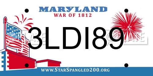 3LDI89 Maryland License Plate