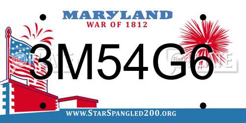 3M54G6 Maryland License Plate