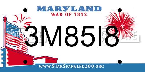 3M85I8 Maryland License Plate