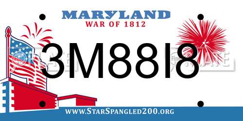 3M88I8 Maryland License Plate