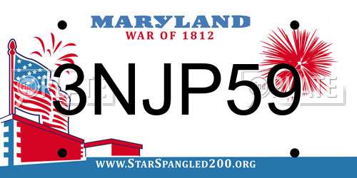 3NJP59 Maryland License Plate