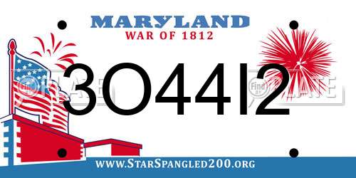 3O44I2 Maryland License Plate