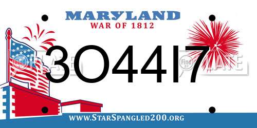3O44I7 Maryland License Plate