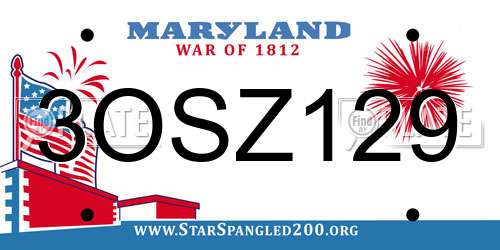 3OSZ129 Maryland License Plate
