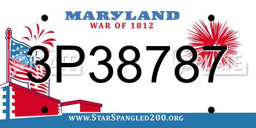 3P38787 Maryland License Plate