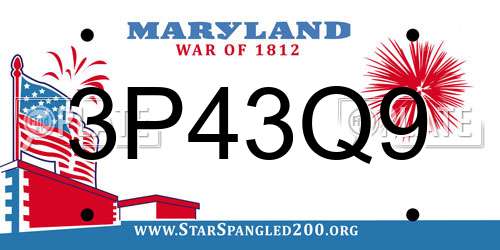 3P43Q9 Maryland License Plate