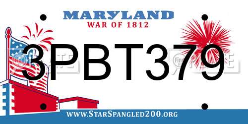 3PBT379 Maryland License Plate