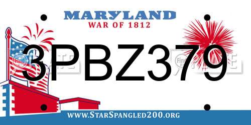 3PBZ379 Maryland License Plate