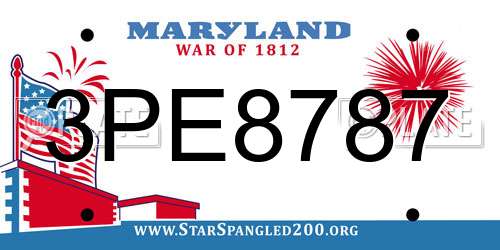 3PE8787 Maryland License Plate