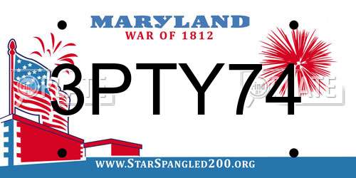 3PTY74 Maryland License Plate