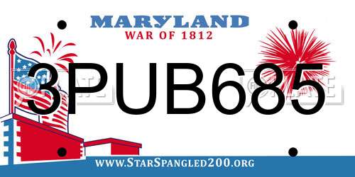 3PUB685 Maryland License Plate