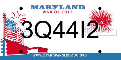 3Q44I2 Maryland License Plate