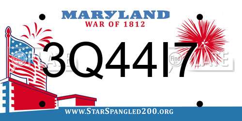 3Q44I7 Maryland License Plate