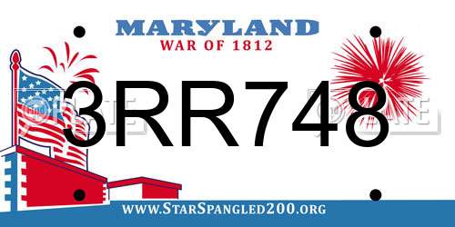 3RR748 Maryland License Plate
