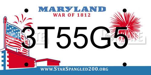3T55G5 Maryland License Plate