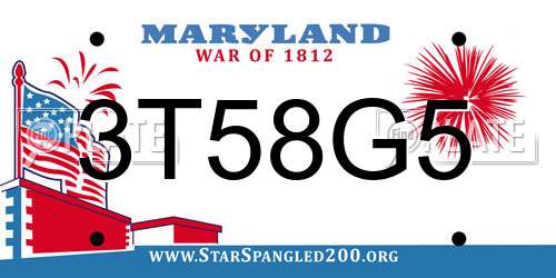 3T58G5 Maryland License Plate