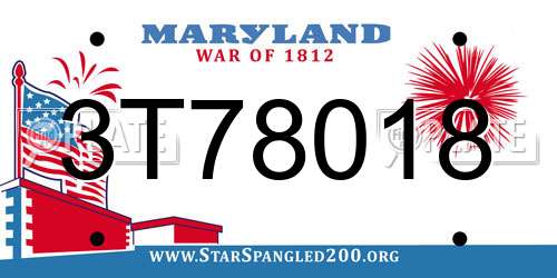 3T78018 Maryland License Plate