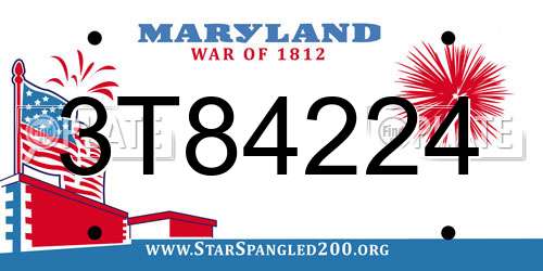 3T84224 Maryland License Plate