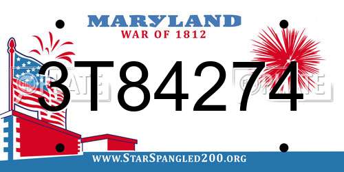 3T84274 Maryland License Plate
