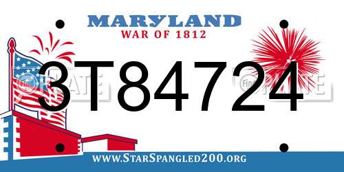 3T84724 Maryland License Plate