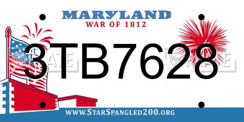 3TB7628 Maryland License Plate