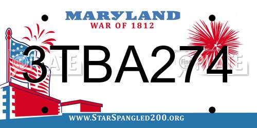 3TBA274 Maryland License Plate
