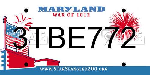 3TBE772 Maryland License Plate