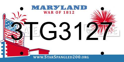 3TG3127 Maryland License Plate