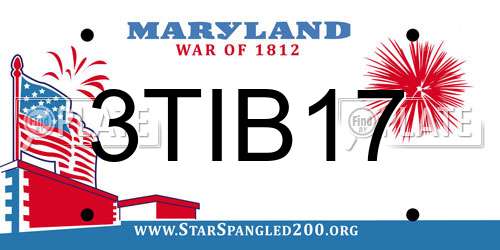 3TIB17 Maryland License Plate