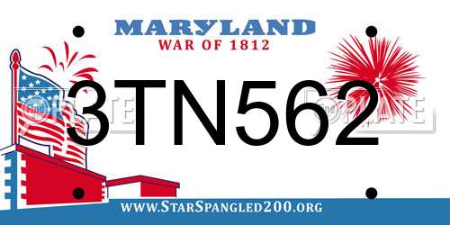 3TN562 Maryland License Plate