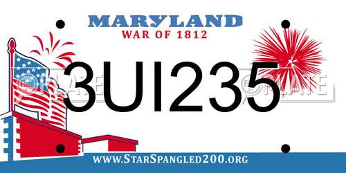 3UI235 Maryland License Plate