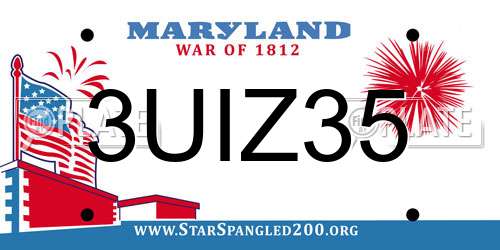 3UIZ35 Maryland License Plate