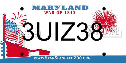 3UIZ38 Maryland License Plate