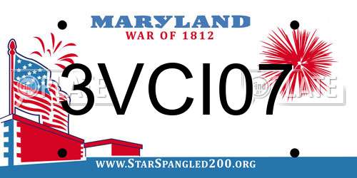 3VCI07 Maryland License Plate