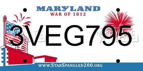 3VEG795 Maryland License Plate