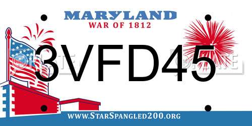3VFD45 Maryland License Plate