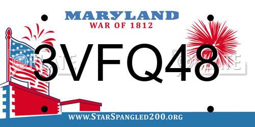 3VFQ48 Maryland License Plate