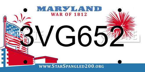 3VG652 Maryland License Plate