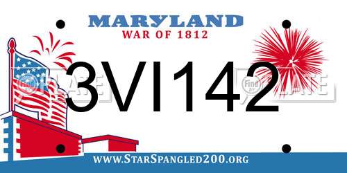 3VI142 Maryland License Plate