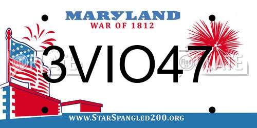 3VIO47 Maryland License Plate