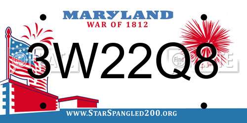 3W22Q8 Maryland License Plate