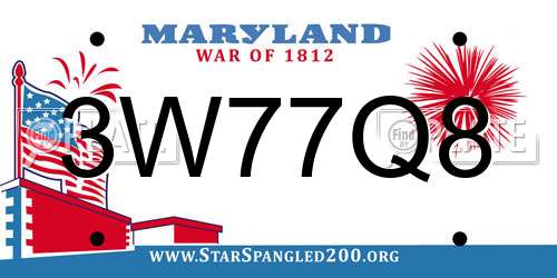 3W77Q8 Maryland License Plate