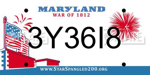 3Y36I8 Maryland License Plate